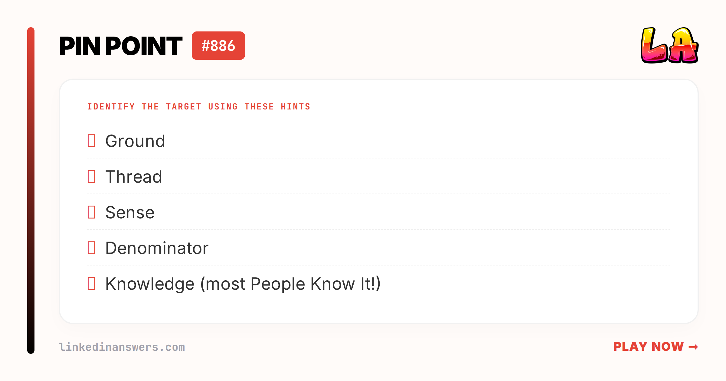 Pin Point Answer PinPoint #886 Hints & Answer — October 3, 2026